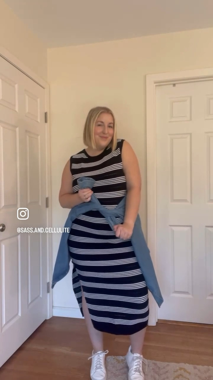 Day 4🖤 Casual work outfit inspo! 
Wearing XXL in the dress, XL in the Jean shacket! 

#LTKMidsize #LTKStyleTip #LTKPlusSize