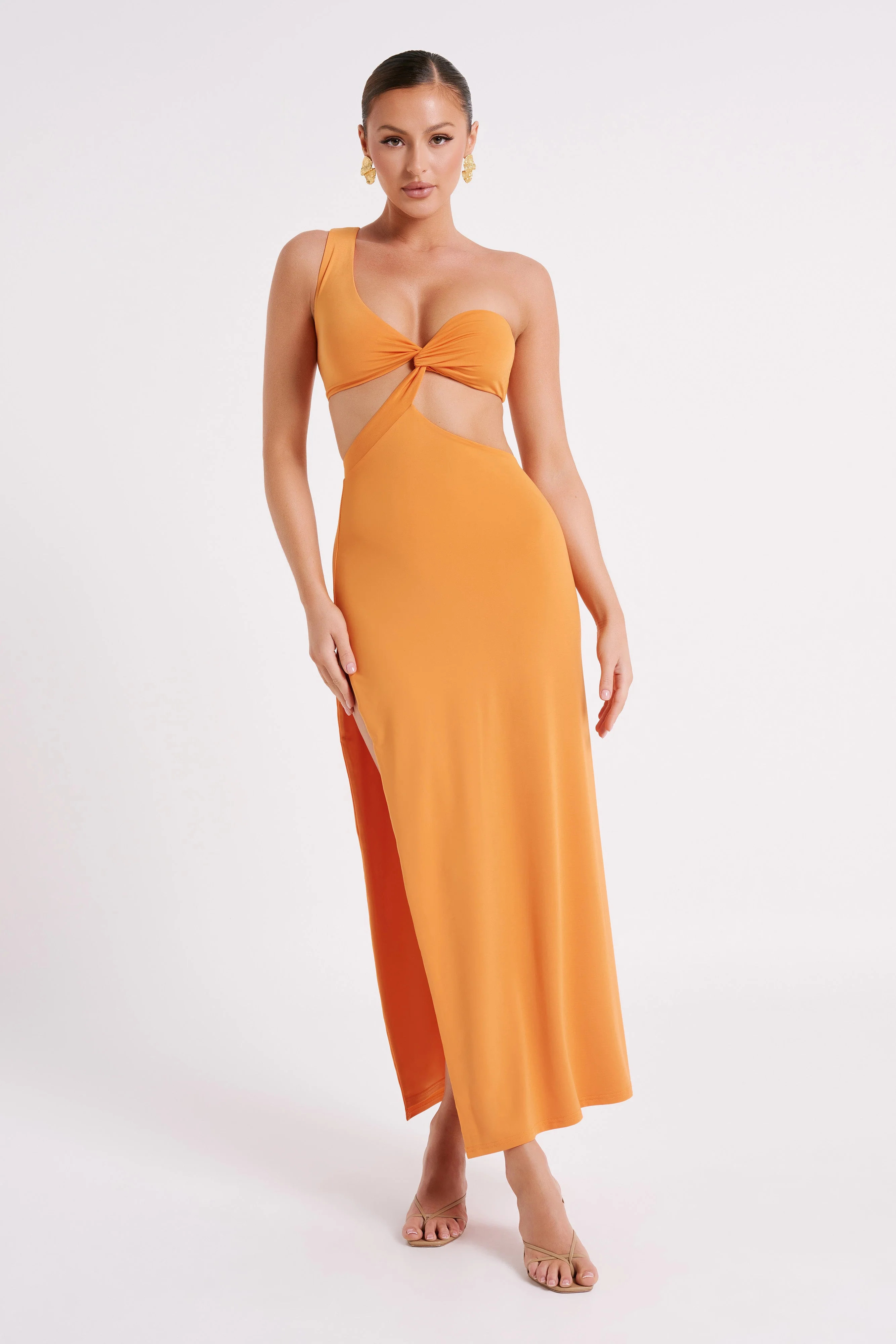 Solana One Shoulder Maxi Dress - Orange | MESHKI US