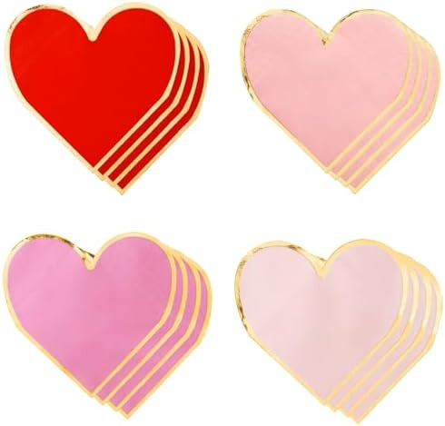 Heart Napkins - 48 PK - Bulk Heart Shaped Napkins Disposable for Valentine's Day Decorations Vale... | Amazon (US)
