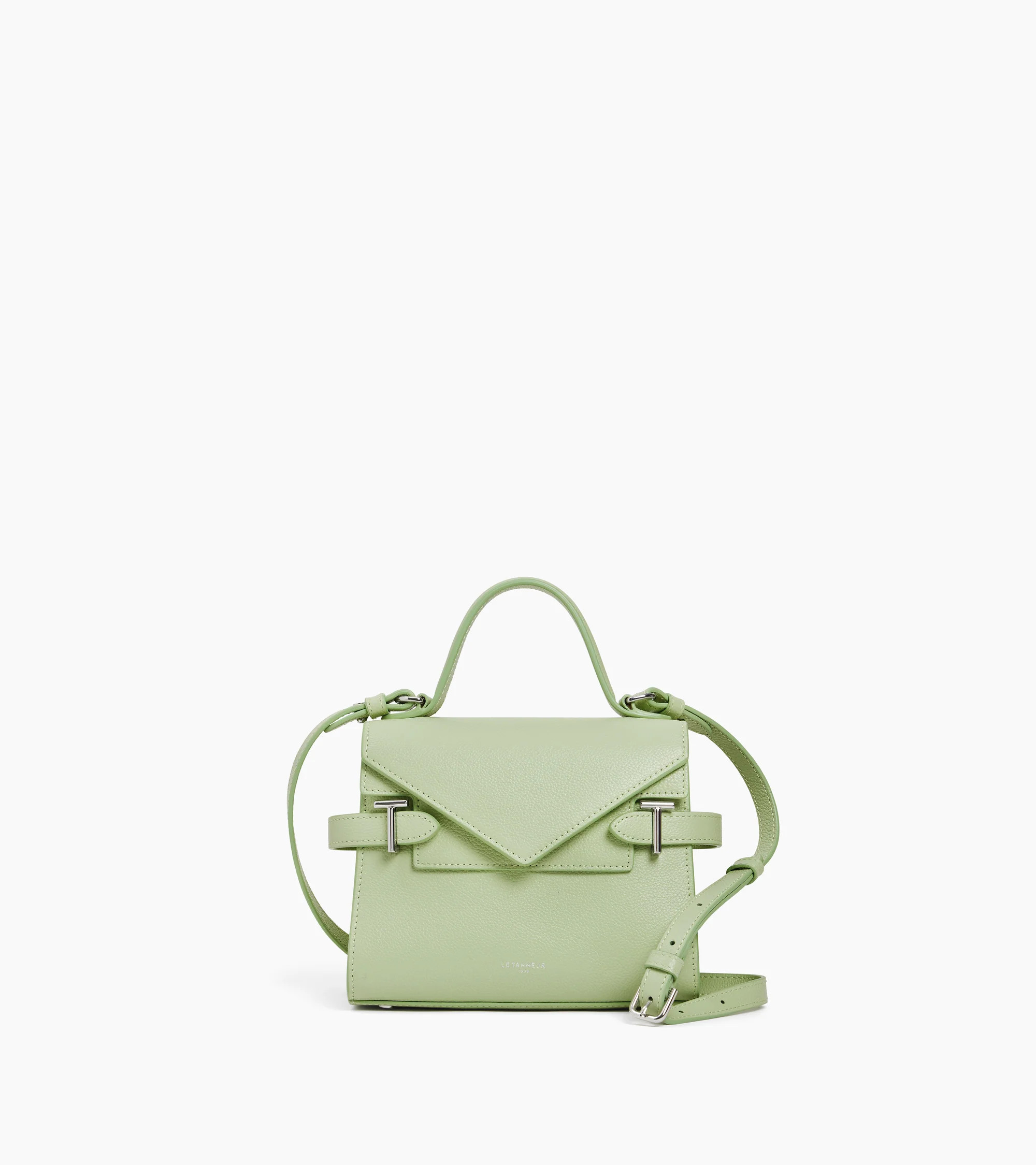 Emilie small handbag with double flap in grained leather | Le Tanneur