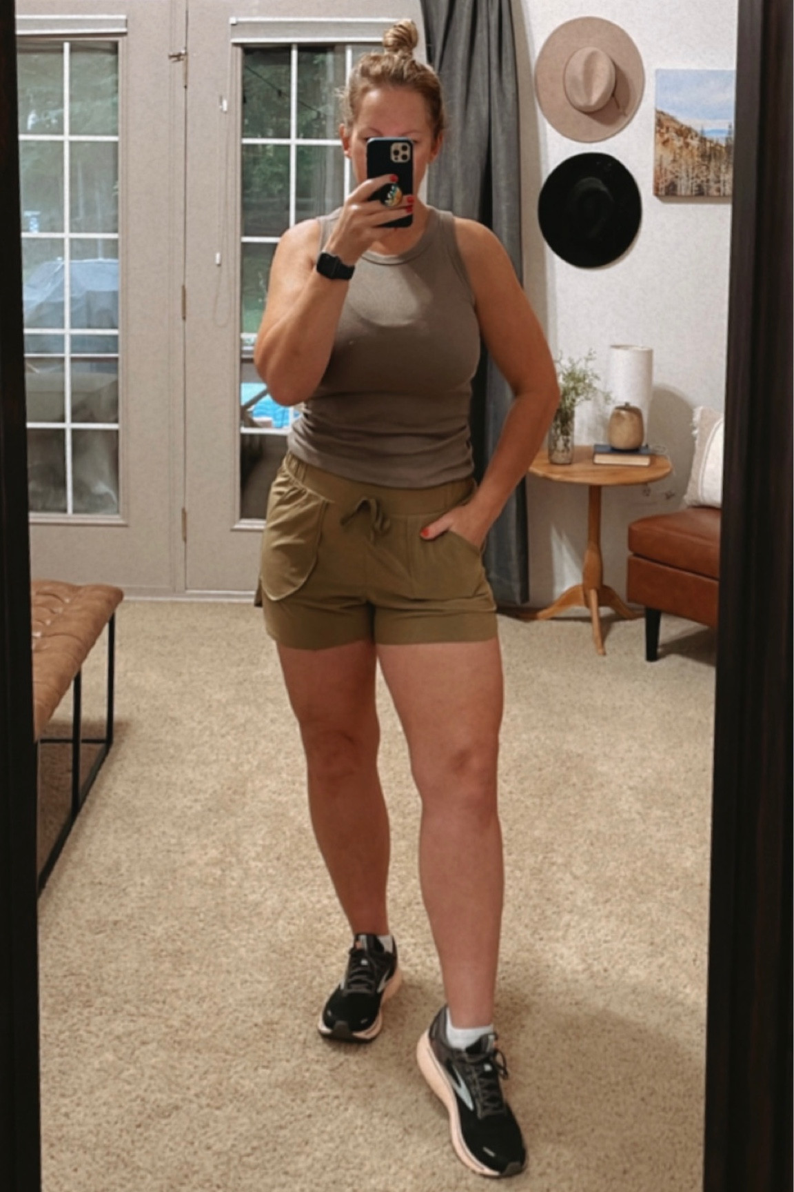 Today’s workout fit! 
Sneakers: I sized up to 11 (normal size 10) Top: size L, color: “tan”  
Shorts are no longer available - linked similar options  

#LTKSeasonal #LTKfitness #LTKmidsize
