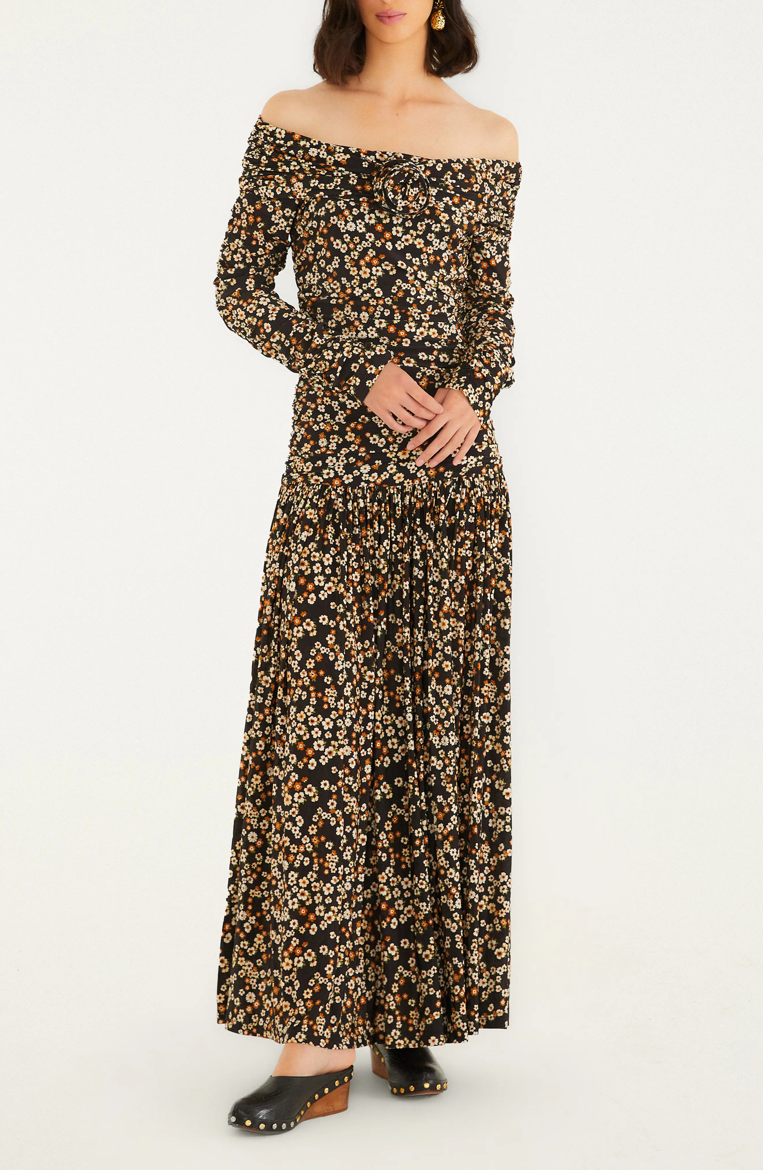 Floral Off the Shoulder Long Sleeve Maxi Dress (Women) | Nordstromrack | Nordstrom Rack