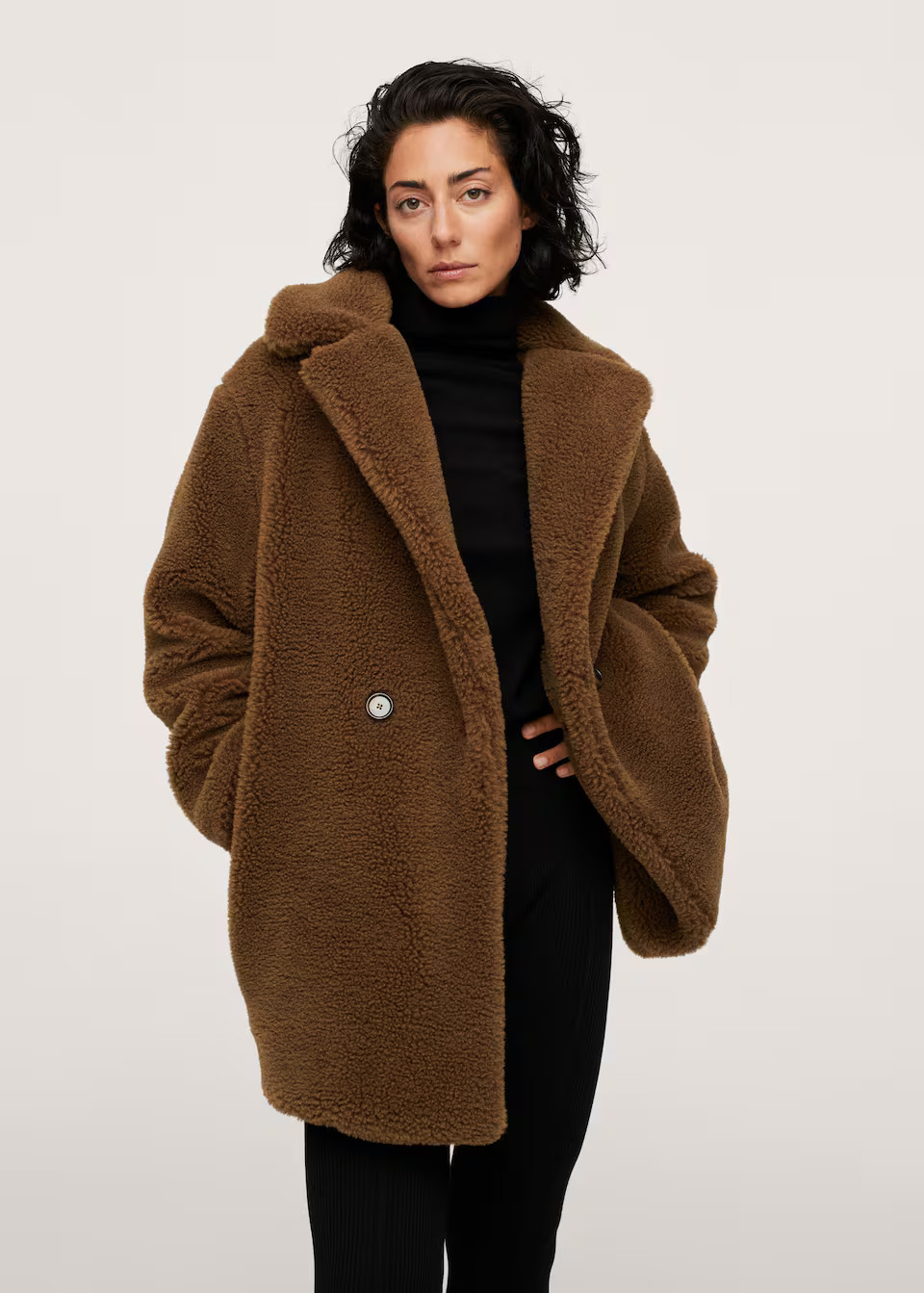 Faux shearling oversized coat | MANGO (US)