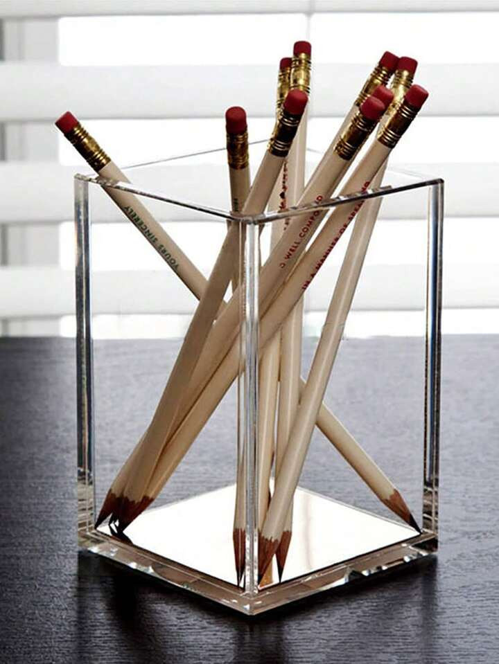 1PC Clear Acrylic Pencil Holder for Desk, Pen Cups for Desk Supplies Holders, Acrylic Cup Holder ... | SHEIN