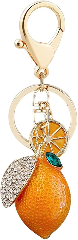 Katutude Cute Keychain for Women - Rhinestone Fruit Lemon Keychain Car Key Ring Pendant | Amazon (US)