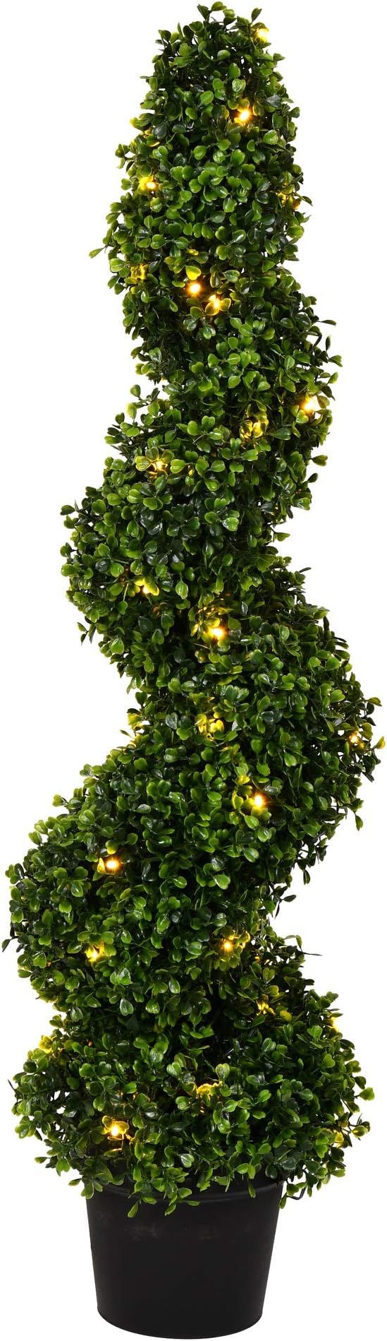 Vickerman Pre-Lit LED Artificial Boxwood Topiary Spiral Tree 3 Foot Tall - Potted Natural Green B... | Amazon (US)