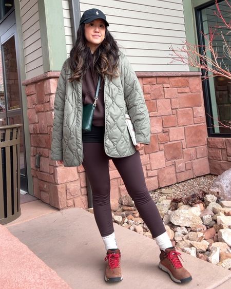 outsidey v outdoorsy hiking fit for athleisure girlies .

Trying the new lululemon wunder train (they discontinued wunder under  😩) but wearing TTS tho fits a slight tighter than aligns. 

Danner boots 2650 mid ankle gtx gortex - wearing half size up for comfort  

#LTKSeasonal #LTKtravel #LTKfitness