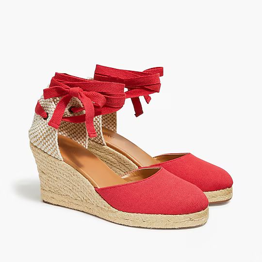 Factory: Canvas Ankle-wrap Espadrille Wedges For Women | J.Crew Factory