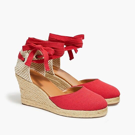 Canvas ankle-wrap espadrille wedges | J.Crew Factory