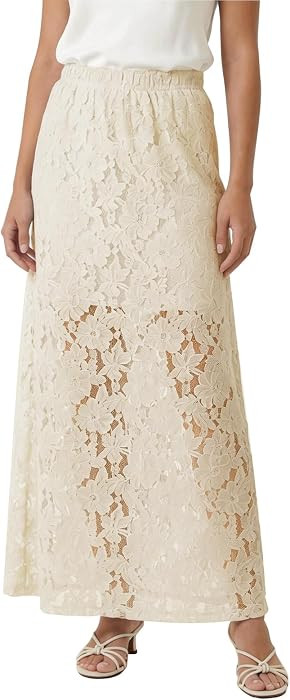 Urban CoCo Women's Flowy A-Line Maxi Skirt Elegant Elastic Waisted Lace Skirts for Summer Beach | Amazon (US)