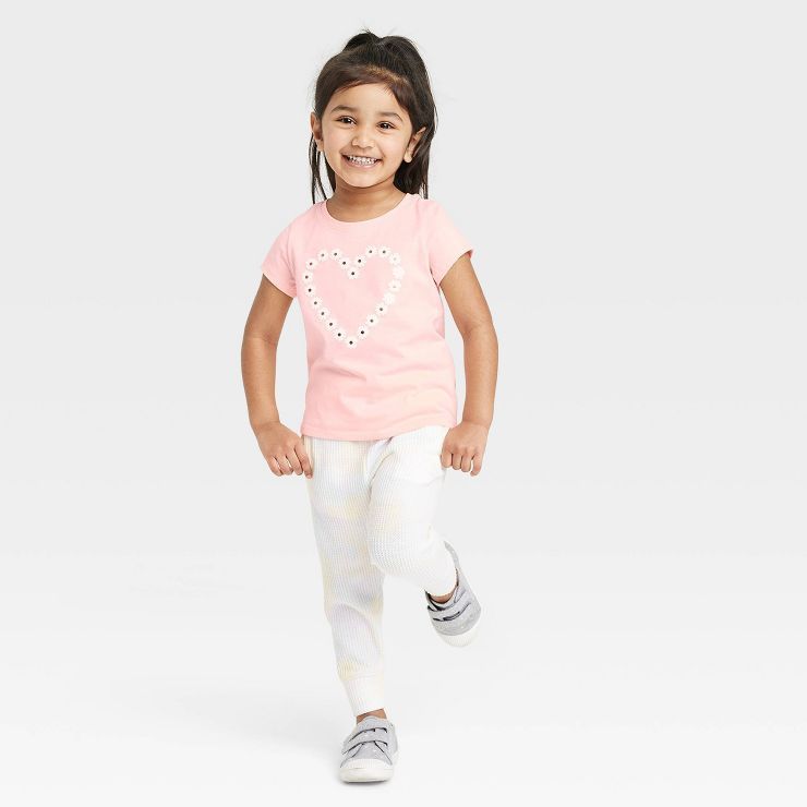 Toddler Girls' Heart Short Sleeve T-Shirt - Cat & Jack™ Light Pink | Target