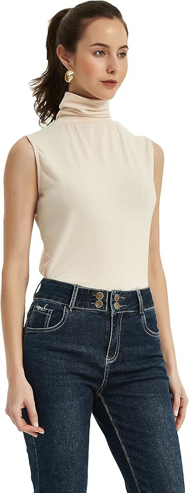 Sunfaynis Women's Soft Cotton Mock Turtleneck Shirt Baselayer Tops Underwear Shirt | Amazon (US)