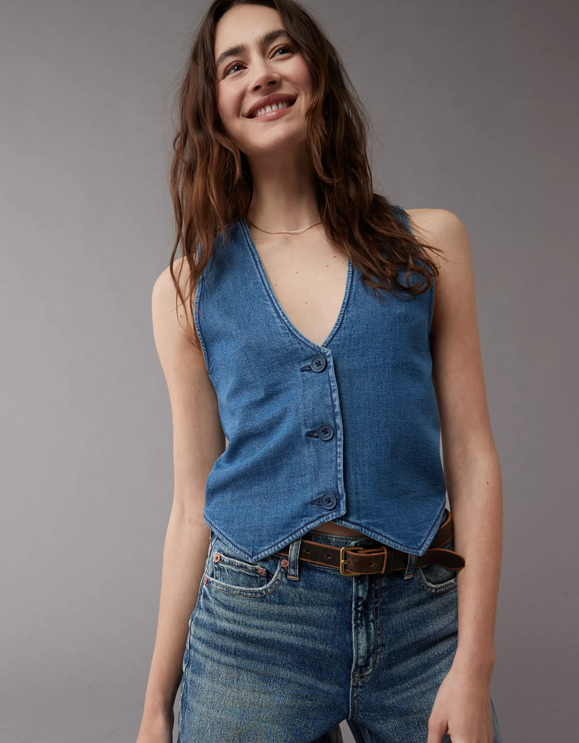 AE Denim Waistcoat Vest | American Eagle Outfitters (US & CA)