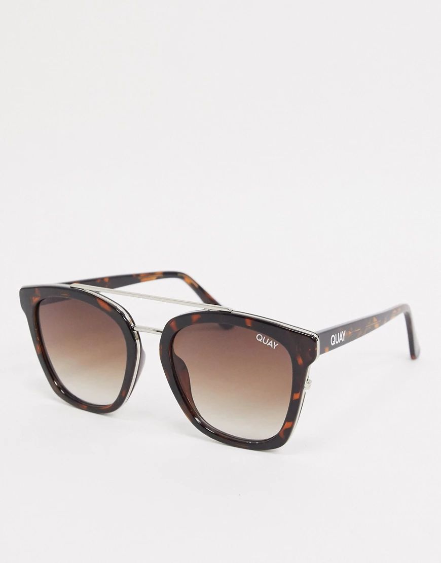 Quay Sweet Dreams womens square sunglasses in tortoise with flat brow detail-Brown | ASOS (Global)