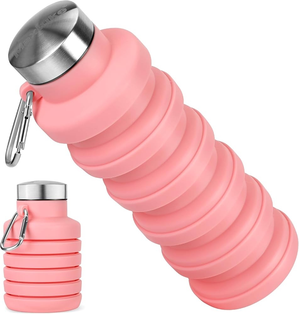 Collapsible Water Bottles, Reuseable BPA Free Silicone Foldable Water Bottle 16oz, Lightweight Le... | Amazon (US)