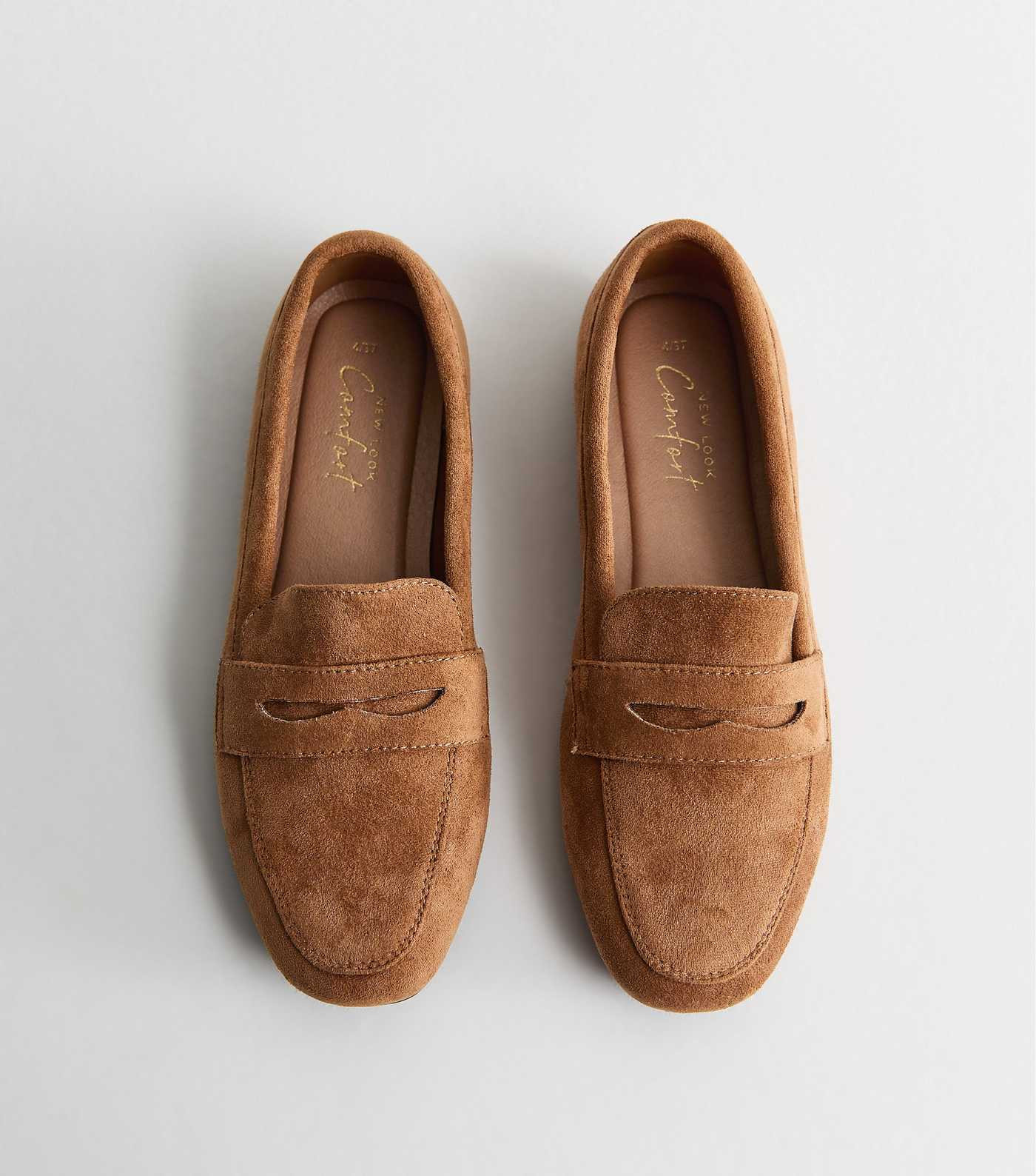 Tan Faux Suede Flat Penny Loafers | New Look | New Look (UK)