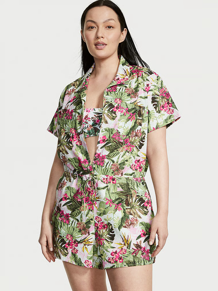 Linen Cover-Up Romper | Victoria's Secret (US / CA )
