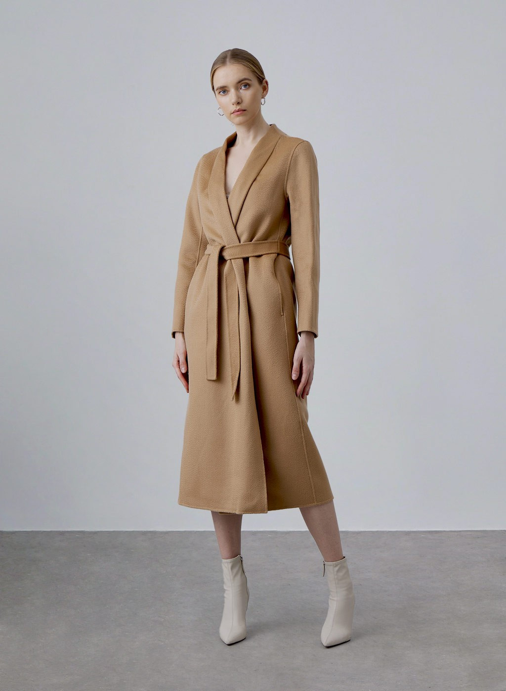 Fringed-Trim Pure Wool Midi Coat | Silk Maison