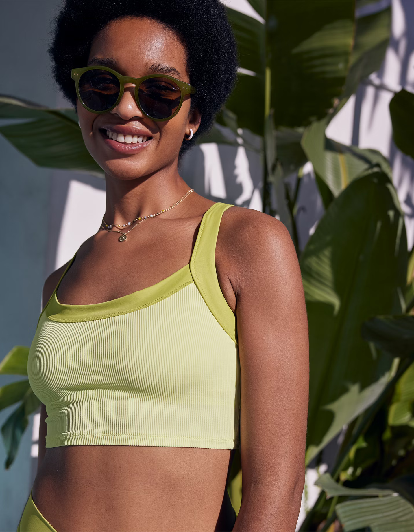 Aerie Ribbed Mix Longline Scoop Bikini Top | American Eagle Outfitters (US & CA)