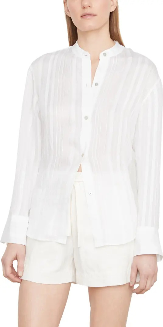 Drapey Stripe Band Collar Button-Up Shirt | Nordstrom