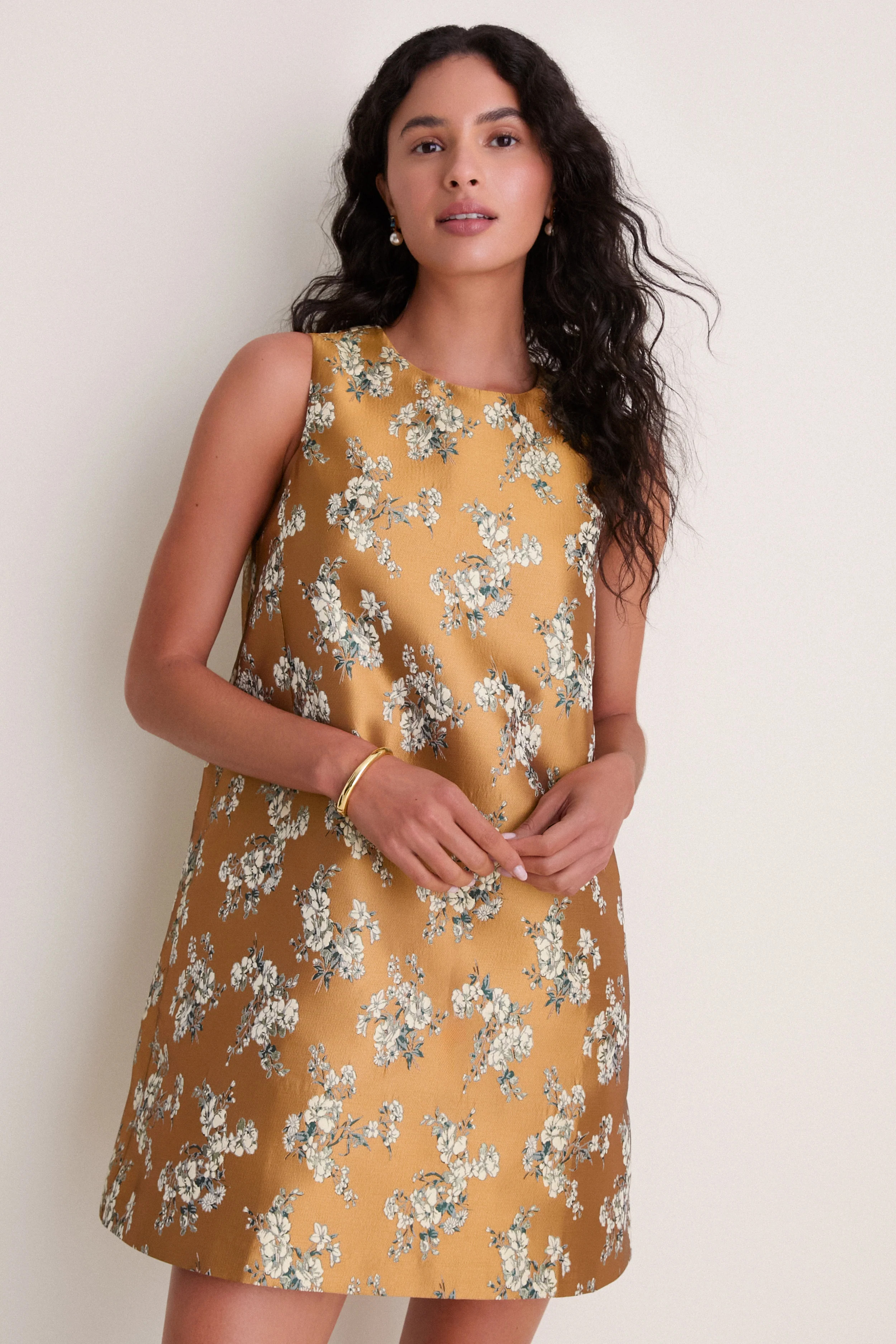 Gilded Blossom Jacquard Marlowe Dress | Tuckernuck (US)