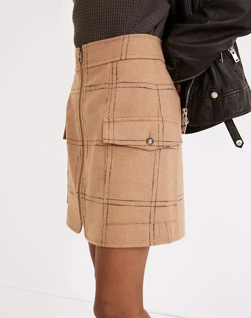(Re)sourced Zip-Front Mini Skirt in Windowpane | Madewell