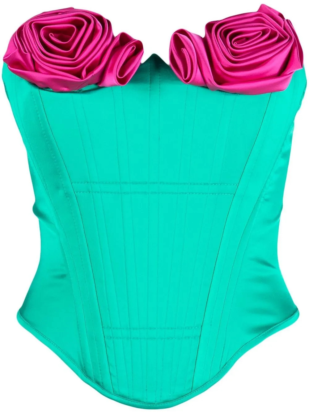 Cristina Savulescu faux-rose Strapless Corset Top | Green | FARFETCH | Farfetch Global
