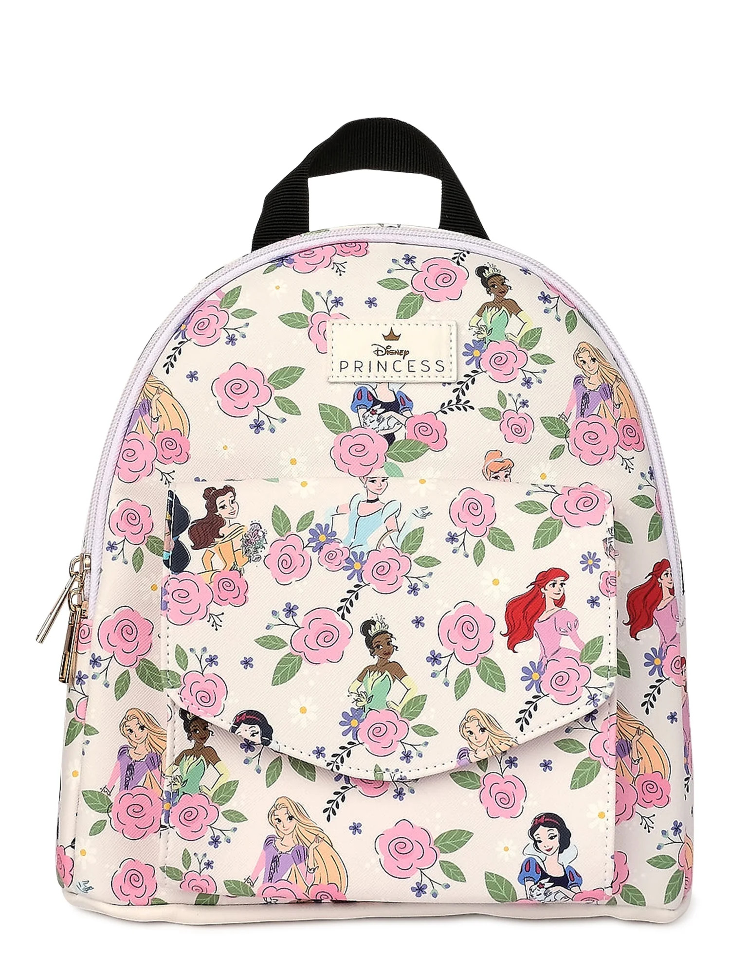 Disney Princess Floral Print Women’s Mini Backpack Beige Pink | Walmart (US)