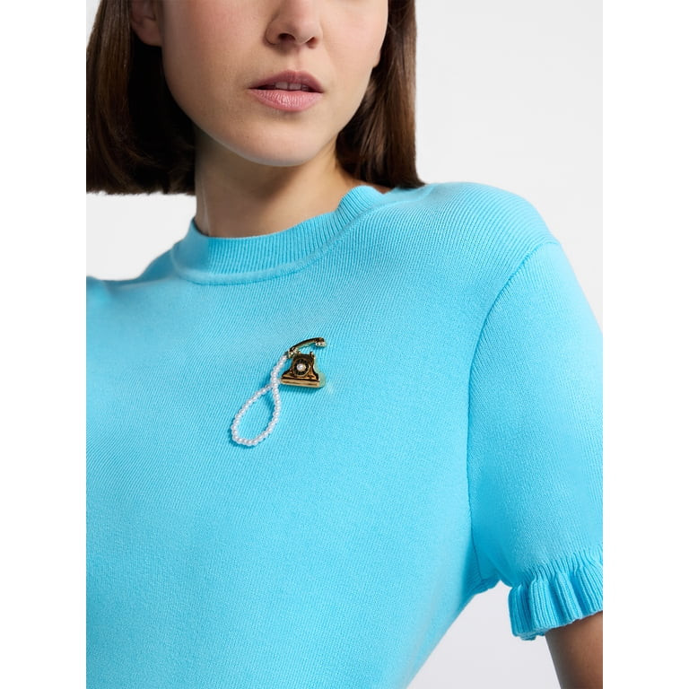 Free Assembly Women's Goldtone Telephone Brooch with Faux Pearls | Walmart (US)