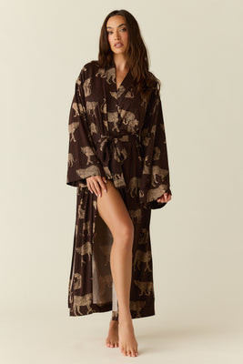 Kaia Cloud Jersey Kimono Robe in Savanna | MASONgrey