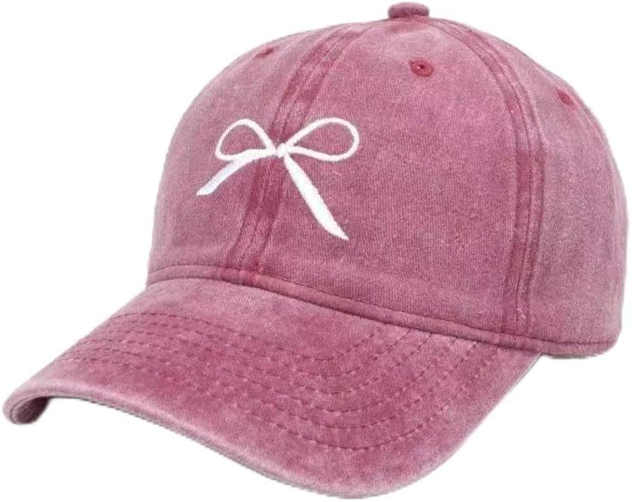 Womens Baseball Caps Bow-Tie: Washed Distressed Baseball Cap Twill - Men Womens Trucker Hat - Adj... | Amazon (US)
