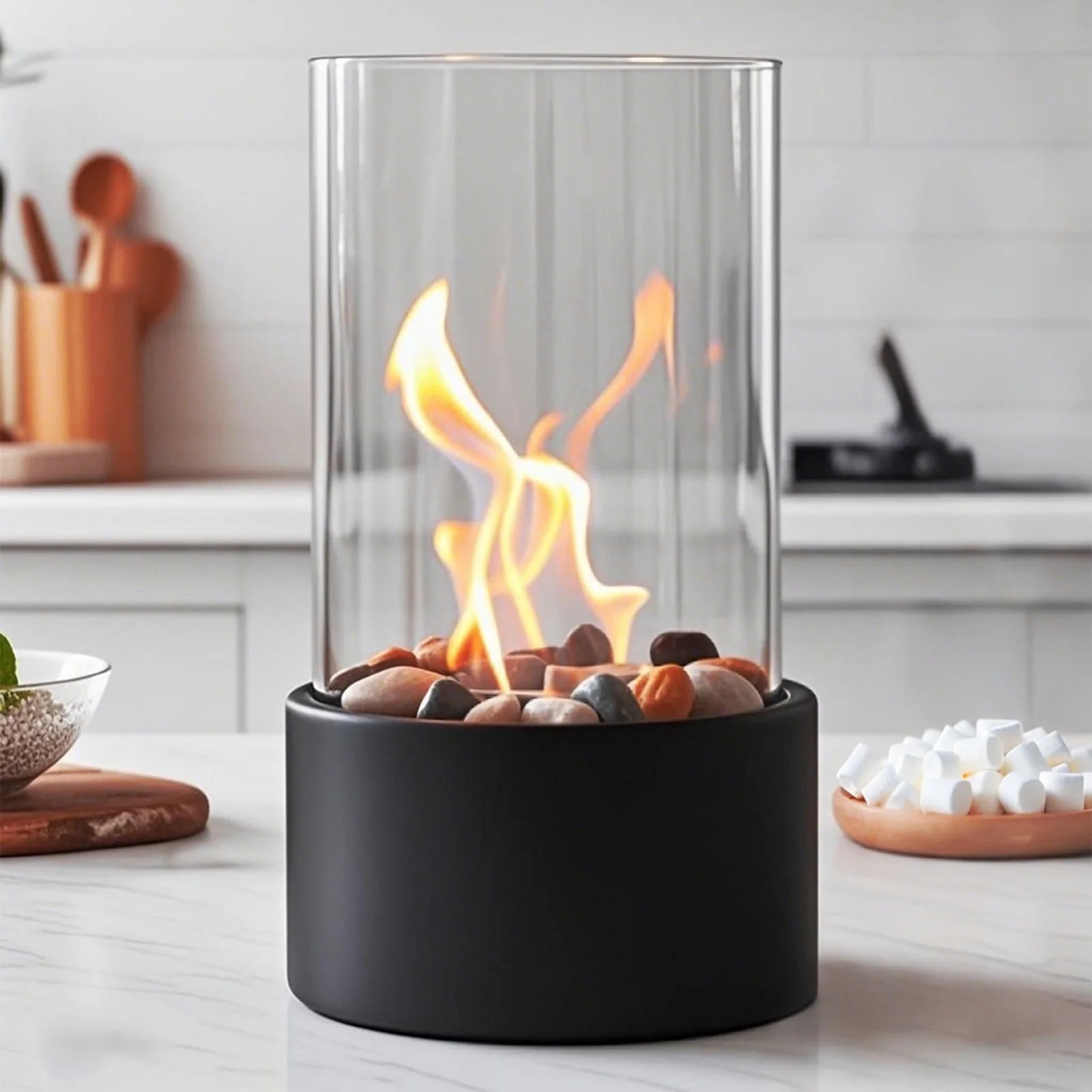 Tabletop Fire Pit with Windproof Borosilicate Glass, Premium Table Fireplace, Decoration for Home... | Walmart (US)