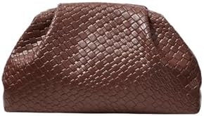 QWINEE Women's Woven Evening Bag Dumpling Clutch Purse No Strap Handbags Elegant Faux PU Leather ... | Amazon (US)