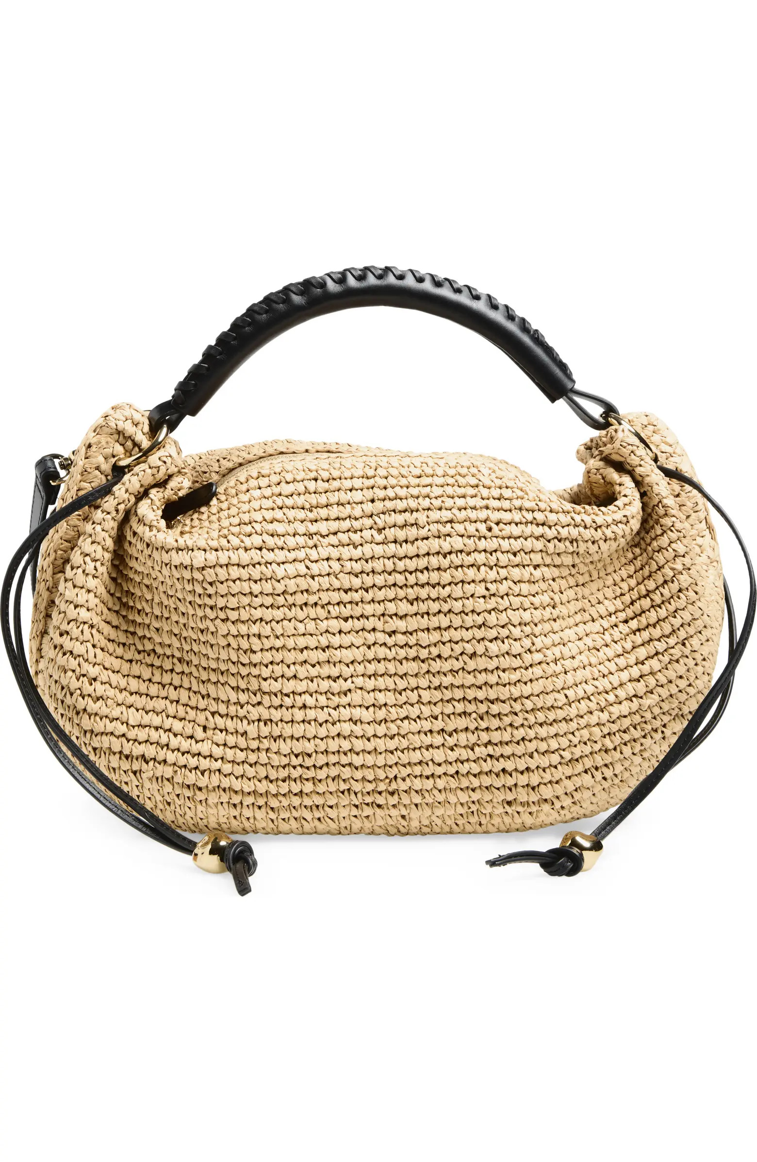 The Camren Gathered Shoulder Bag in Raffia | Nordstrom