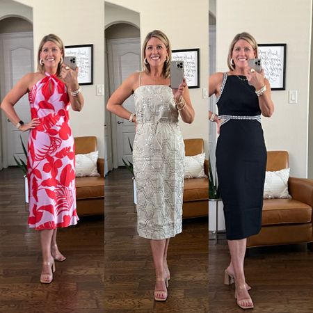 Wedding guest dresses. Made for summer! All fully lined. Gorgeous details. Bright and bold colors, or classic neutrals with a sparkle. 
Pair these with metallic, neutral, or linen accessories !

#LTKSaleAlert #LTKStyleTip #LTKWedding