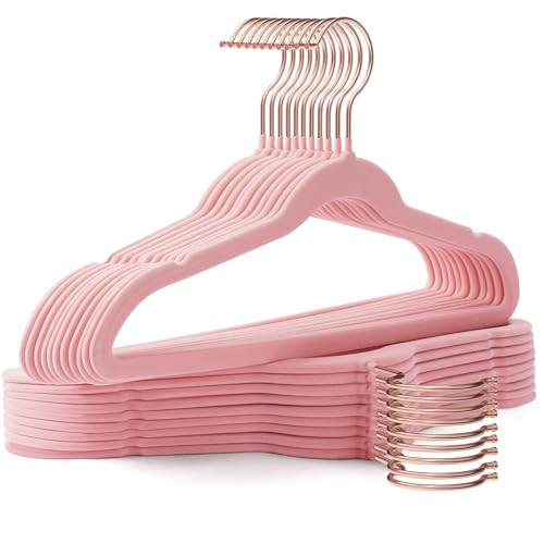 Uinicor Toddler Hangers,50 Pack 11 Inch,Velvet Baby Hangers Slim & Space-Saving,Baby Clothes Hangers with 360 Swivel Hook,Heavy Duty Felt Hanger for Childrens Coats, Pants,and Dress (Pink) | Amazon (US)