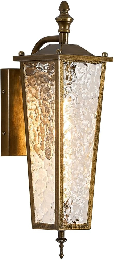 Outdoor Wall Light Fixtures, Vintage Gold Waterproof Exterior Wall Lantern with E26 Socket & Glas... | Amazon (US)