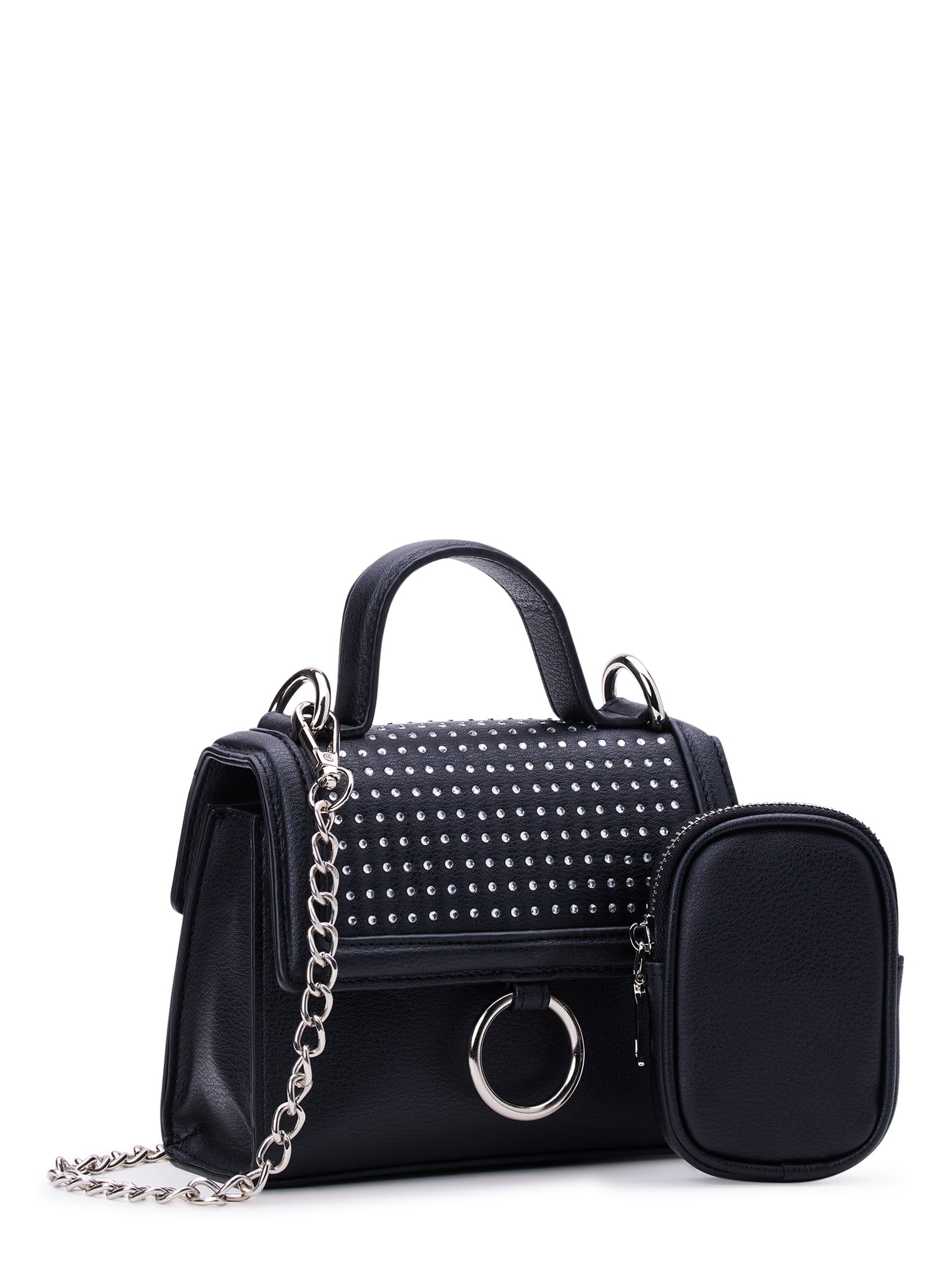 Madden NYC Women's Crystal Mini Top Handle Handbag, Black - Walmart.com | Walmart (US)