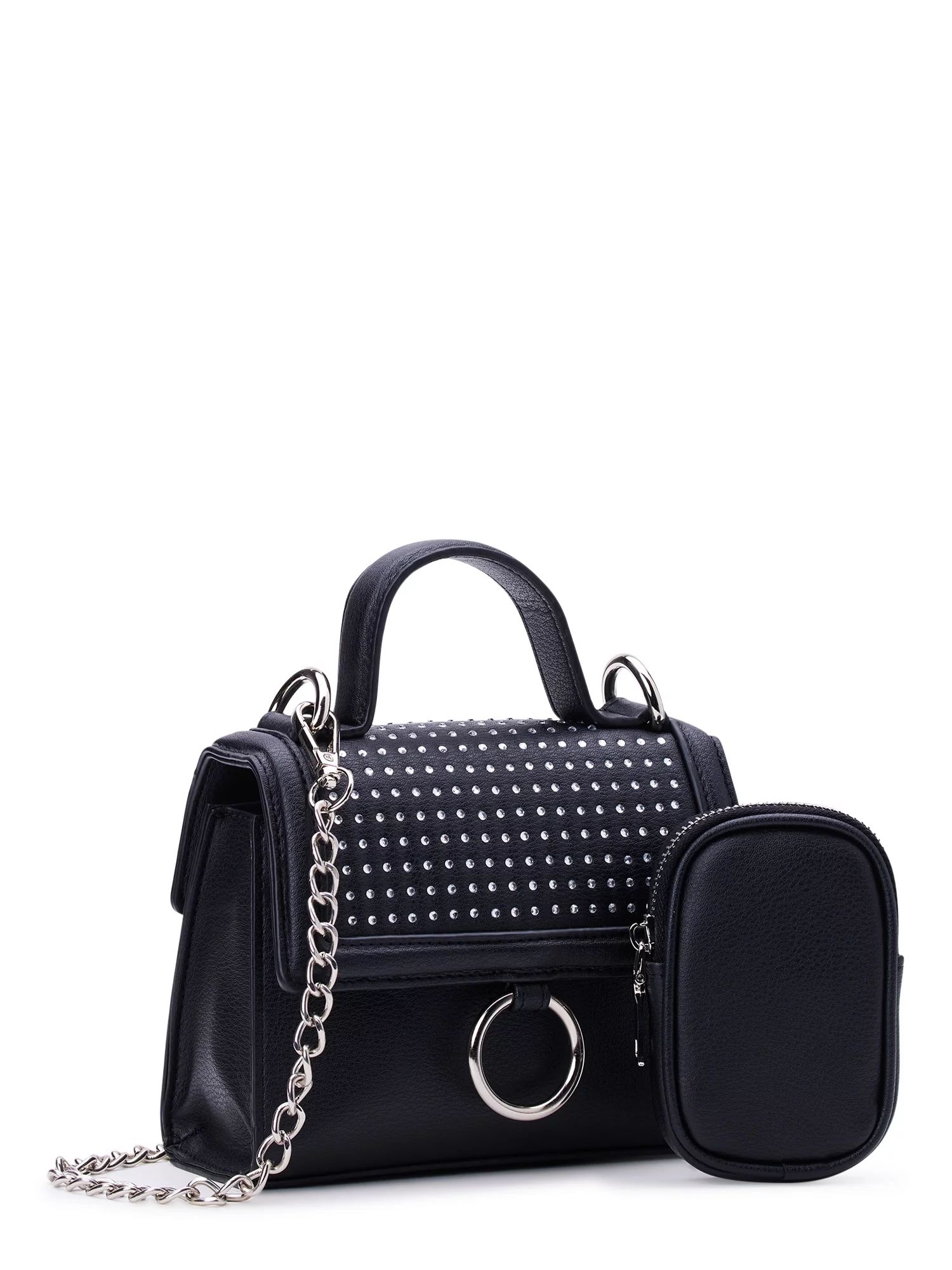 Madden NYC Women's Crystal Mini Top Handle Handbag, Black | Walmart (US)