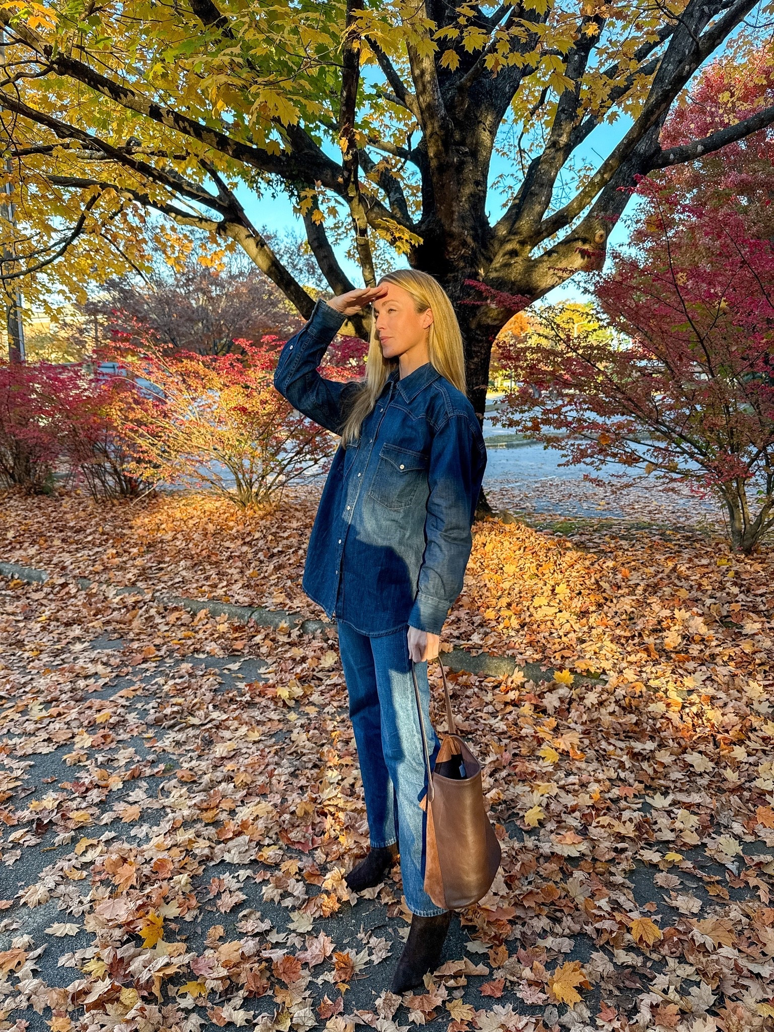 Fall outfit inspo! 🍂 S @TWP denim shirt, 25 jeans, @Veronica Beard booties run TTS and are SO comfortable for a heeled boot.

#LTKootd #LTKgrwm #LTKSeasonal