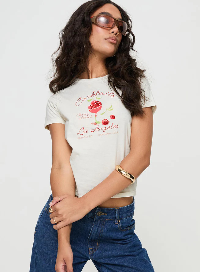 Cherry Cocktails Tee White | Princess Polly US