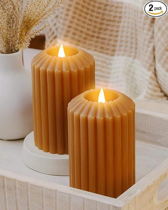 Battery Operated Candles with Remote 2PK - Flickering 3D Moving Flame, LED Flameless Candle with ... | Amazon (US)