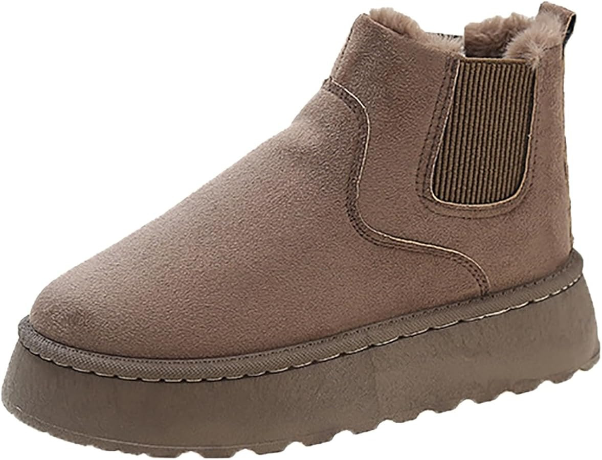 Stiefeletten Damen Schneestiefel aus Baumwolle In Einfarbiger, Bequemer, Dicker Sohle mit Plüsch... | Amazon (DE)