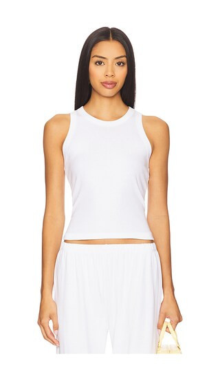 LESET Nando High Neck Tank Top in White. - size L | Revolve Clothing (Global)