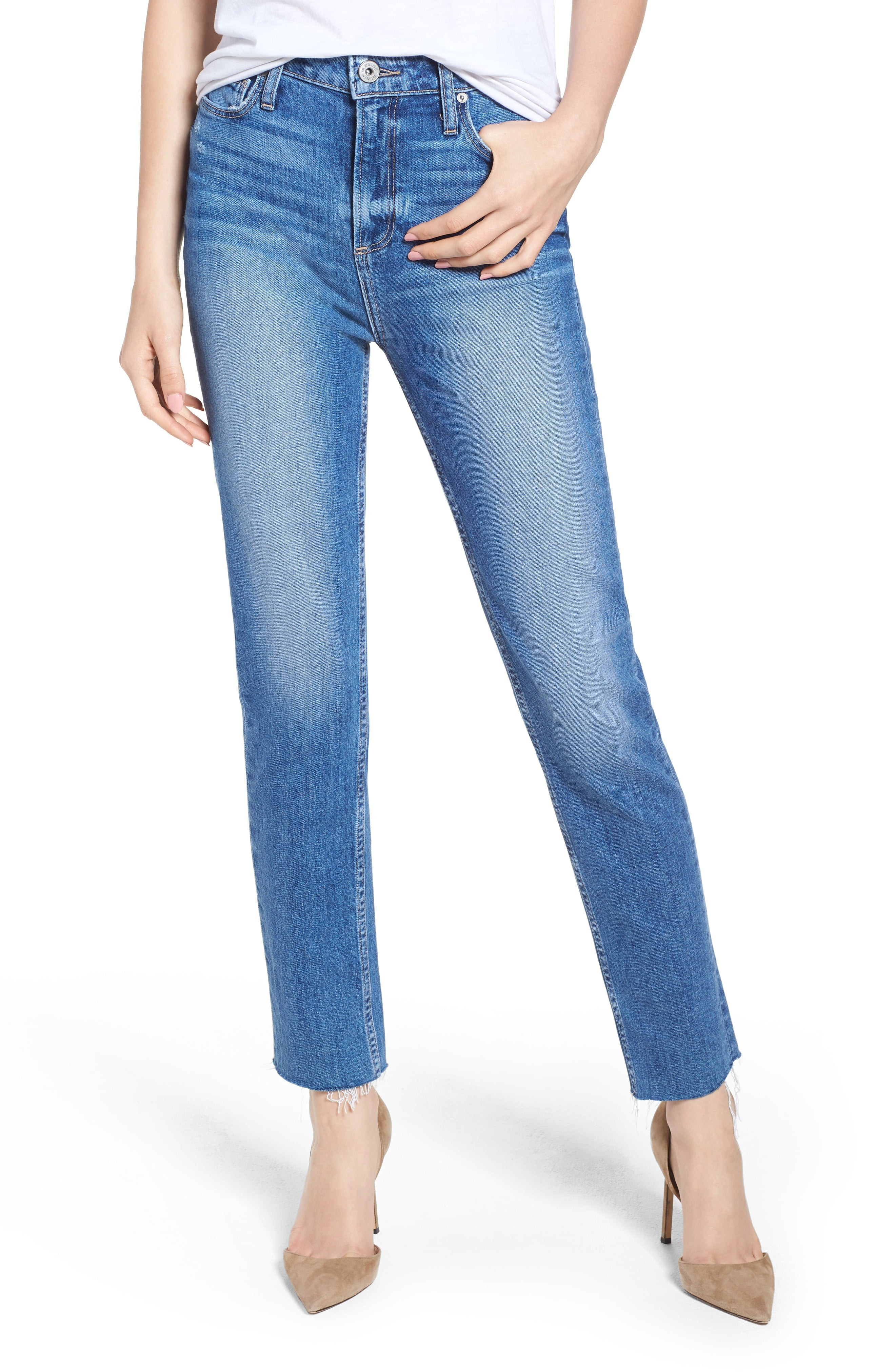 PAIGE Transcend - Vintage Hoxton High Waist Slim Raw Hem Jeans (Birdie) | Nordstrom