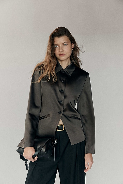 Satin Collar Jacket | Country Road
