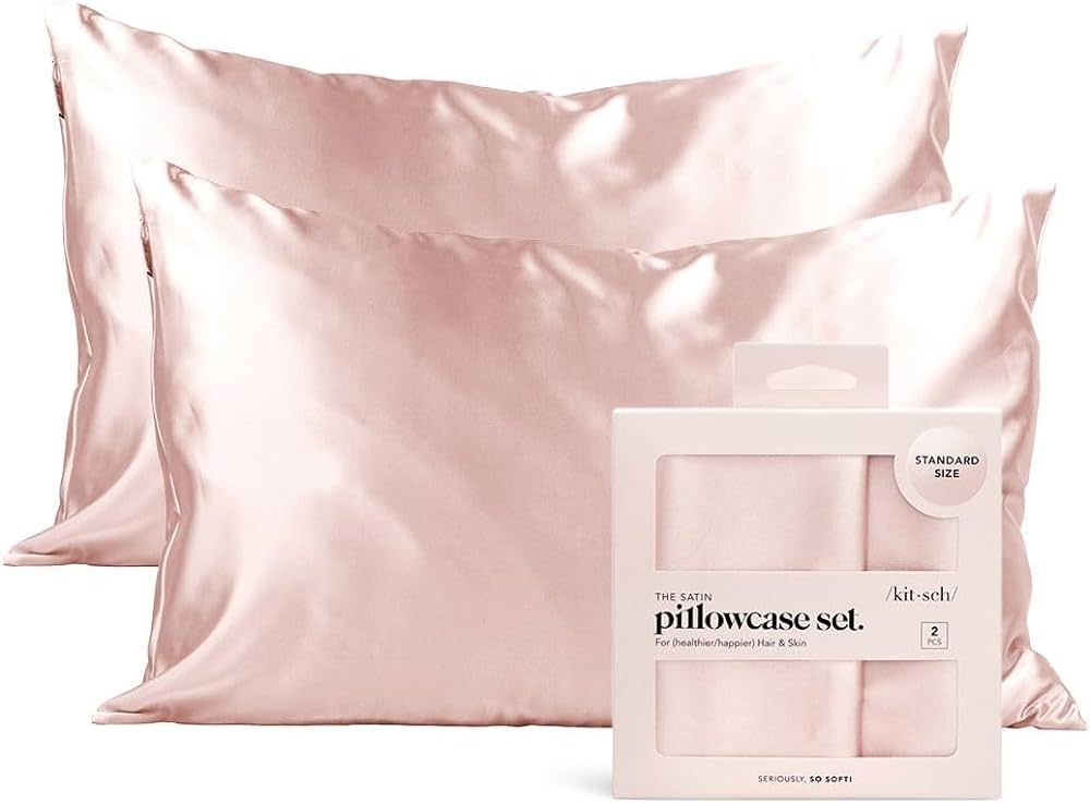 Kitsch Satin Pillowcase for Hair & Skin - Softer Than Silk Pillowcase| Cooling PillowCover with Z... | Amazon (US)