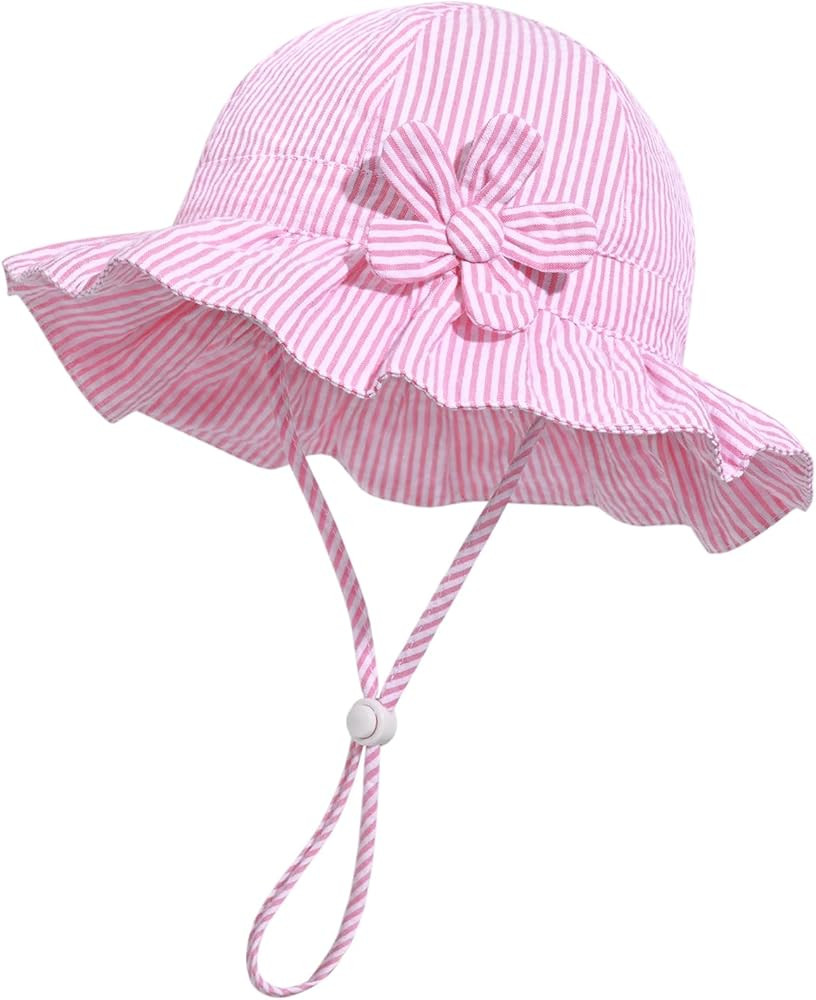 Baby Girl Wide Brim Bucket Hats with UPF 50+ Outdoor Adjustable Beach Hat with Sun Hat | Amazon (US)