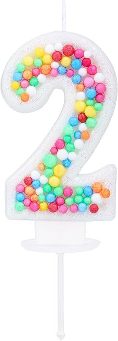 2 Birthday Candle Colorful Glitter Number 2 Candle Birthday Girl Women 2nd Birthday Wedding Anniv... | Amazon (US)