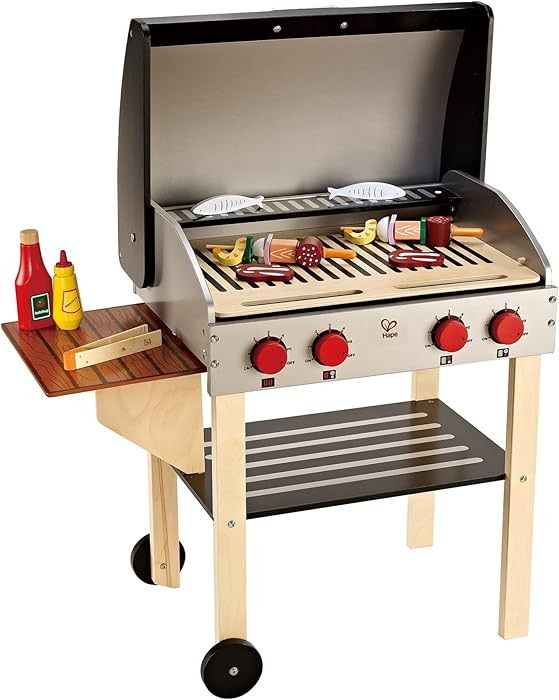 Hape Wooden Gourmet Grill and Shish Kabob| Pretend Playset Cooking Sets with Play Food for Kids | Amazon (US)